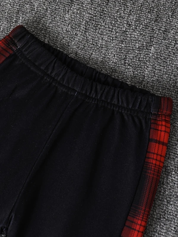 Toddler Plaid Print Hooded Fleece Outfit | Cute Casual Set