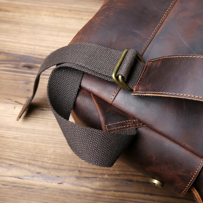 Men's Retro Genuine Leather Backpack | Spacious Multi Pocket Design