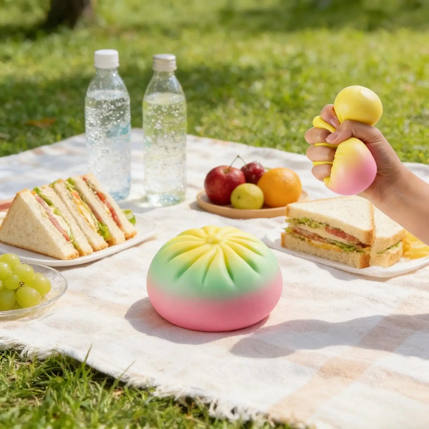 Steamed Bun Stress Ball Colorful Slow-Rise Squeeze Toy Decompression Toy Soft Anti-Stress Ball for Hands Dumpling Stress Ball