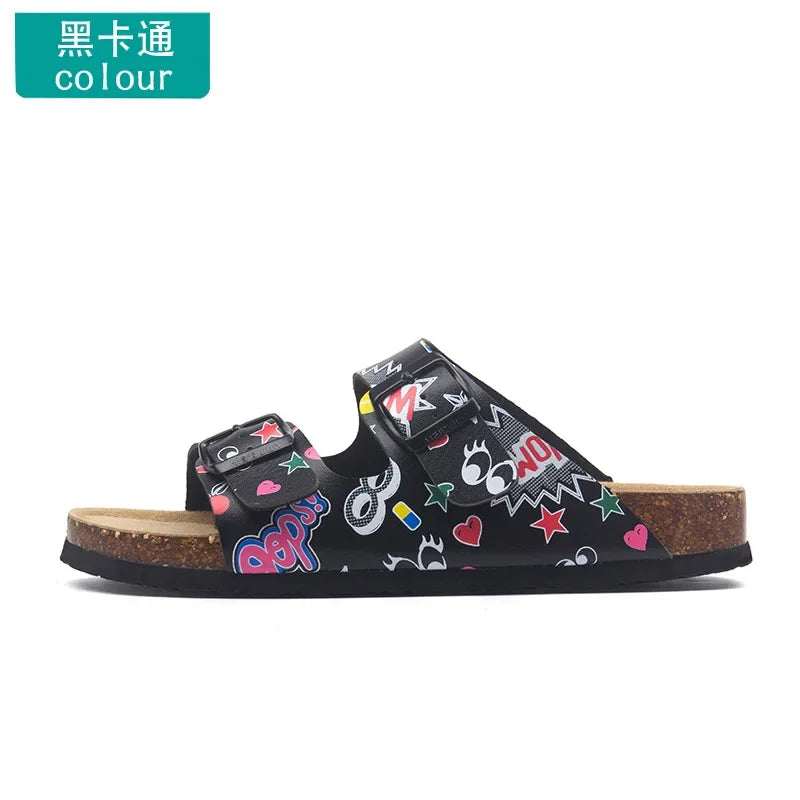 Men's Buckle Flat Bottom Cork Slippers | Comfortable Summer Sandals