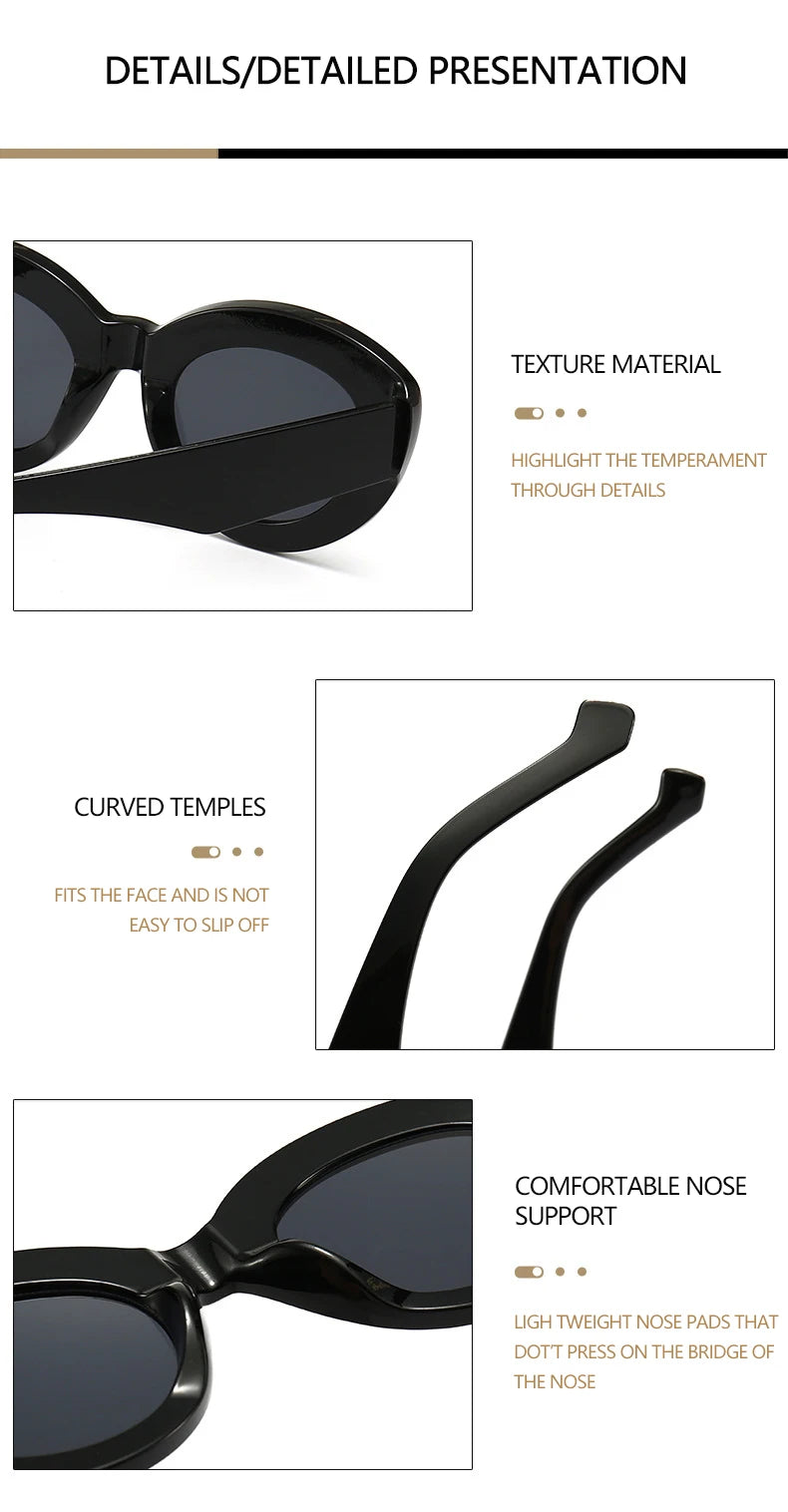 Vintage Thick Frame Oval Cat Eye Sunglasses | Trendy Street Style