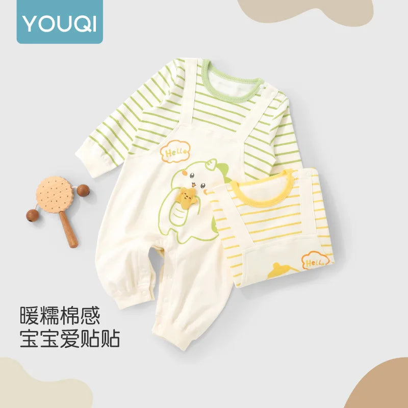 Unisex Baby Autumn Romper | Soft Cotton Long-Sleeve Jumpsuit
