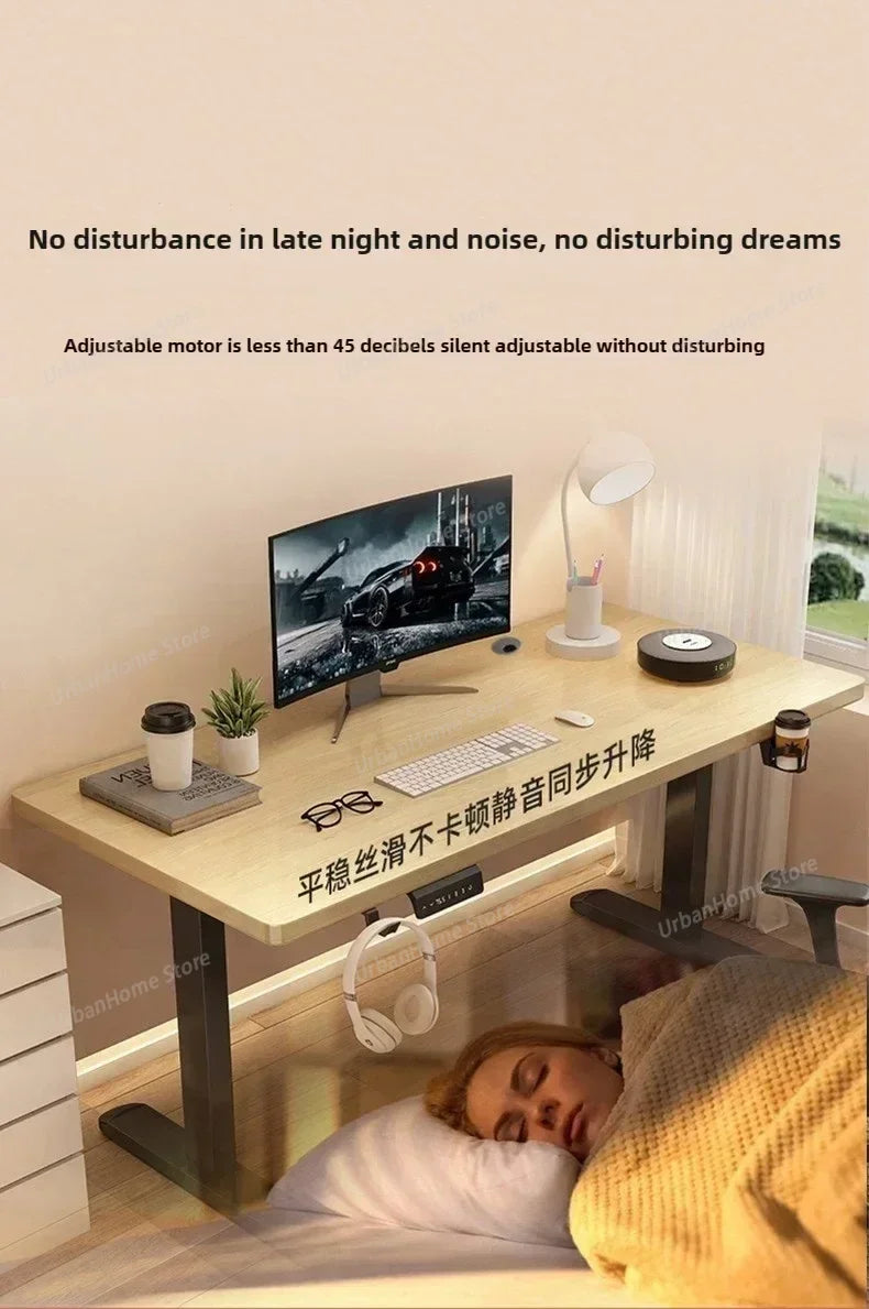 Solid Wood Electric Lifting Table | Versatile Office & Gaming Desk