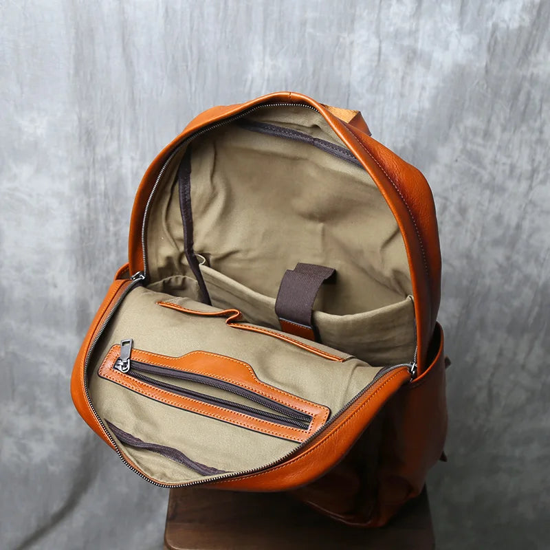 Vintage Leather Backpack for Men | Retro Casual Cowhide Design
