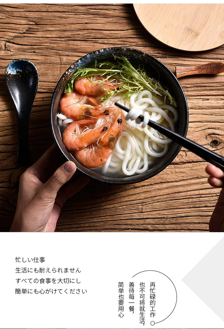 Japanese Style Ceramic Ramen Bowl Set | Elegant Dinnerware