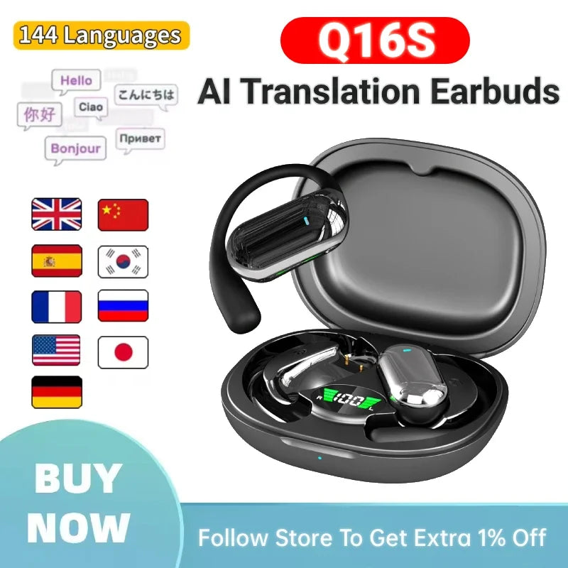 AI Translator Earbuds | Real-Time Voice Translator 144 Languages