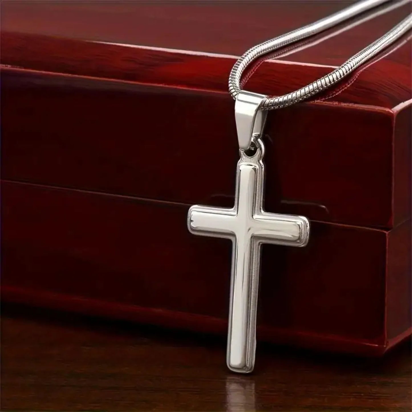 Classic Snake Bone Chain Cross Pendant Necklace | Father's Day Gift