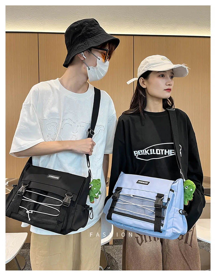 Bolso cruzado de nailon elegante para adolescentes | Bandolera multibolsillos