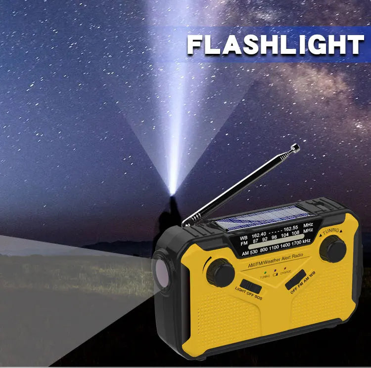 Portable Solar Energy AM FM Radio & Flashlight Emergency Power