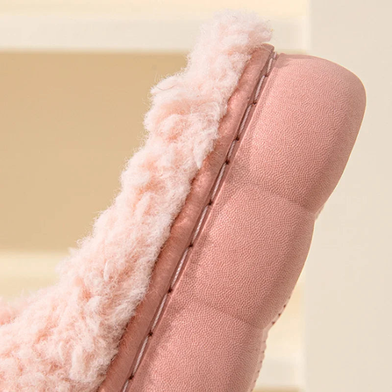 Unisex Thick Sole Plush Slippers | Warm Fluffy Indoor House Shoes