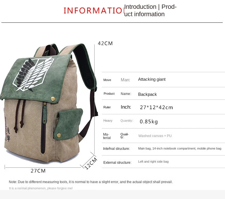 Large Capacity Cartoon Anime Canvas Backpack | Perfect for Fans