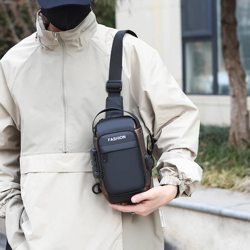 Men's Anti-Theft Sling Bag | USB Charging Crossbody Pack