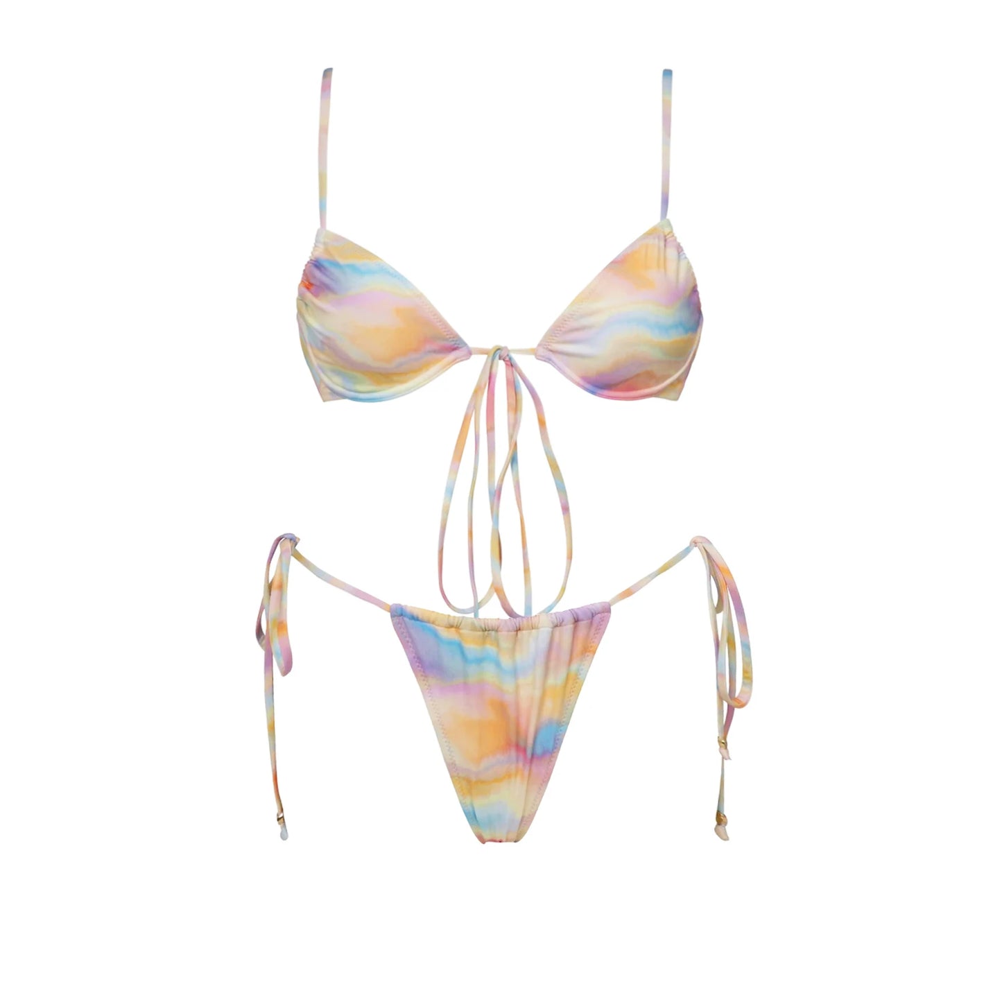 3-Piece Micro Bikini Set | Vibrant Pink Push-Up Swimwear for Women