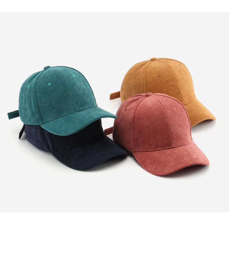 Unisex Solid Corduroy Baseball Cap | Vintage Snapback Trucker Hat