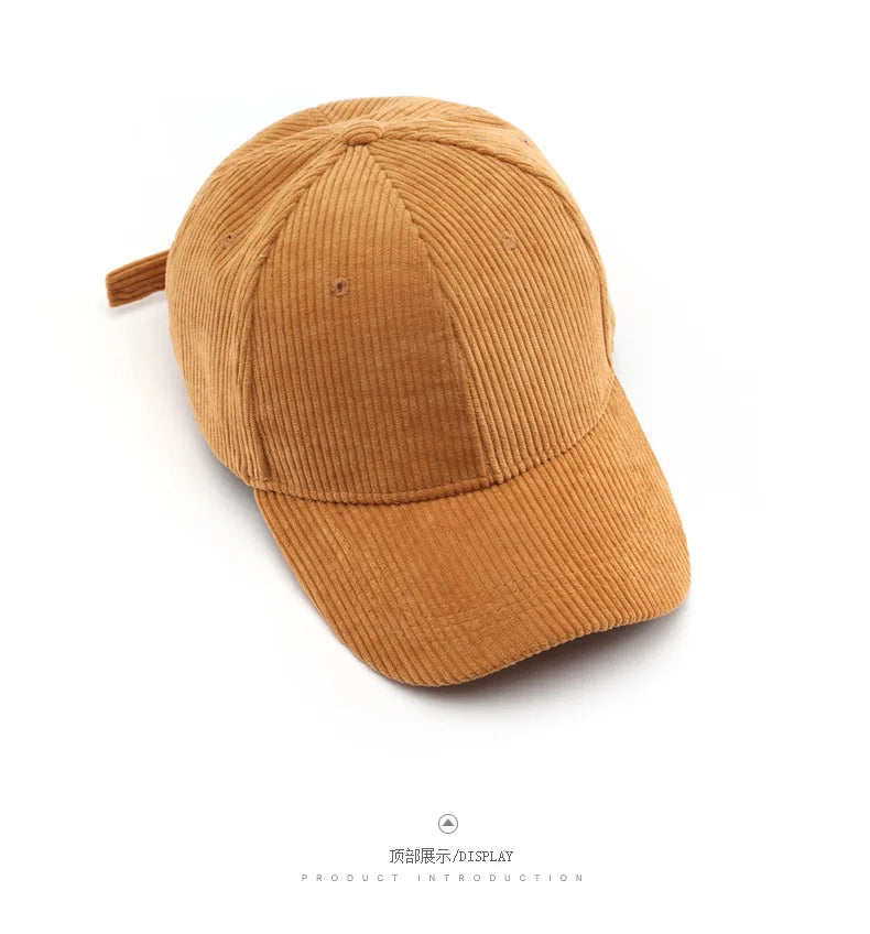 Corduroy Baseball Cap | Adjustable Unisex Sport Sunhat for All Seasons