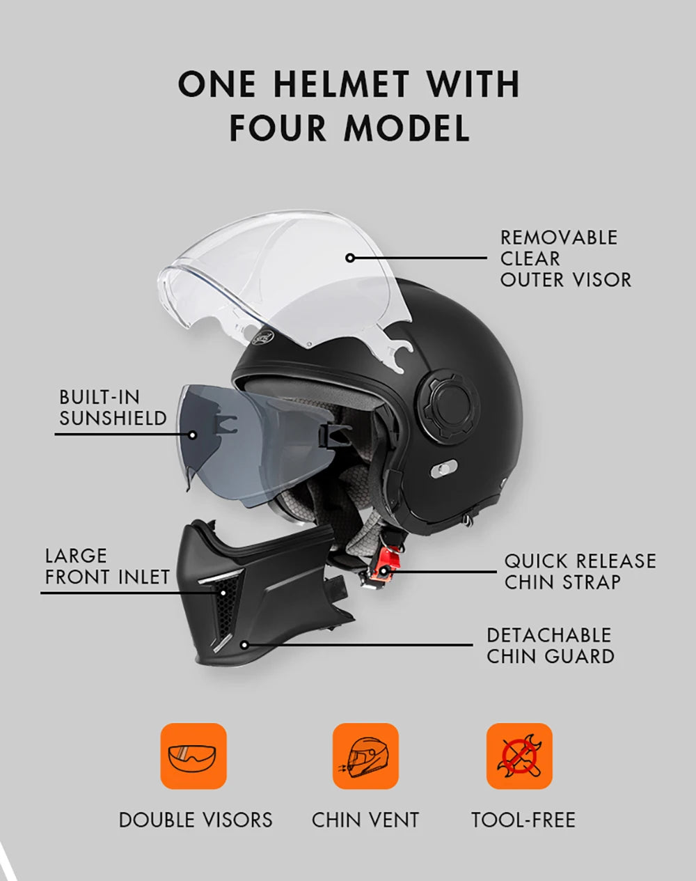 Lightweight Convertible Full Face Helmet for Electric Scooters