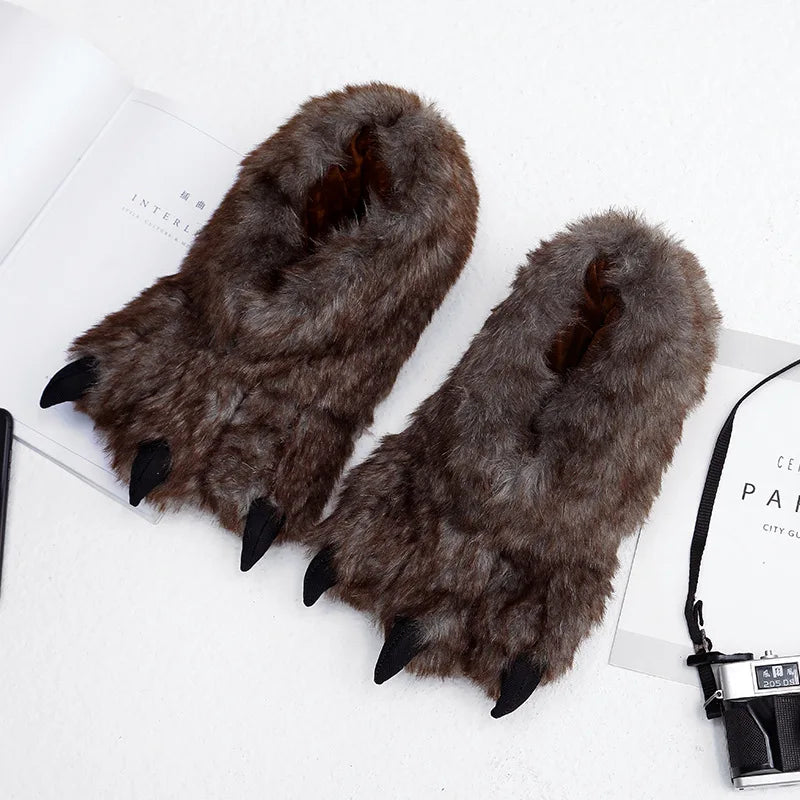 Fluffy Bigfoot Bear Paw Slippers | Cozy Unisex Indoor Slides
