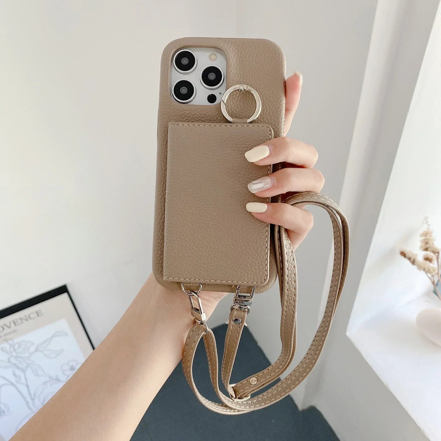 Elegant Ring Holder Mirror Card Slot Case for iPhone