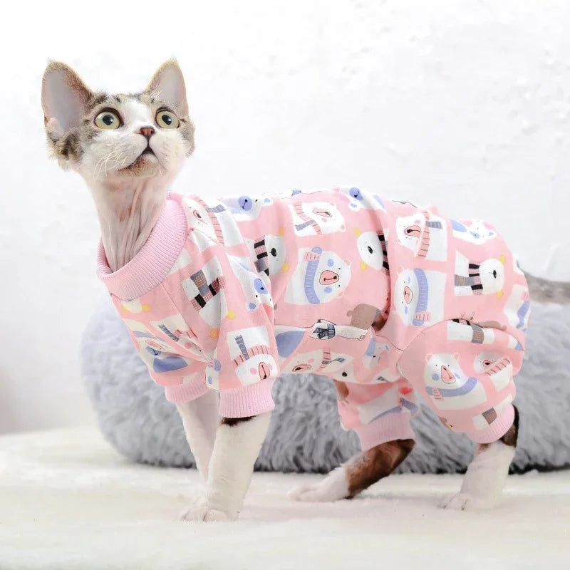 Mono de algodón para gatos | Sudaderas con capucha elegantes y cálidas para gatos