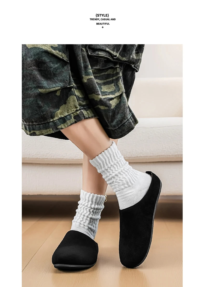 New Men's Slippers New Retro Solid Color Flat Bottom Women's Slingback Shoes Closed Toe Round Toe Suede Clogs Sandals Autumn