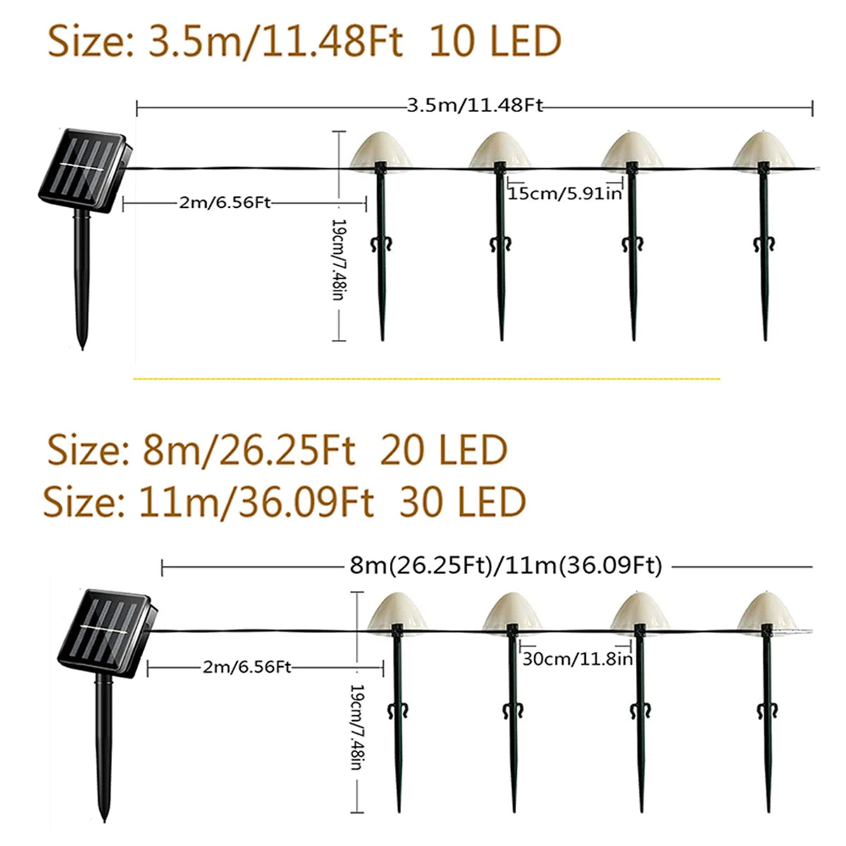 LED Solar Garden Fairy Lights | Outdoor Decorative Mushroom Lights