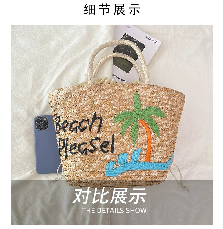 Casual Sweet Tote Bags | Perfect Straw Embroidery Shoulder Bag