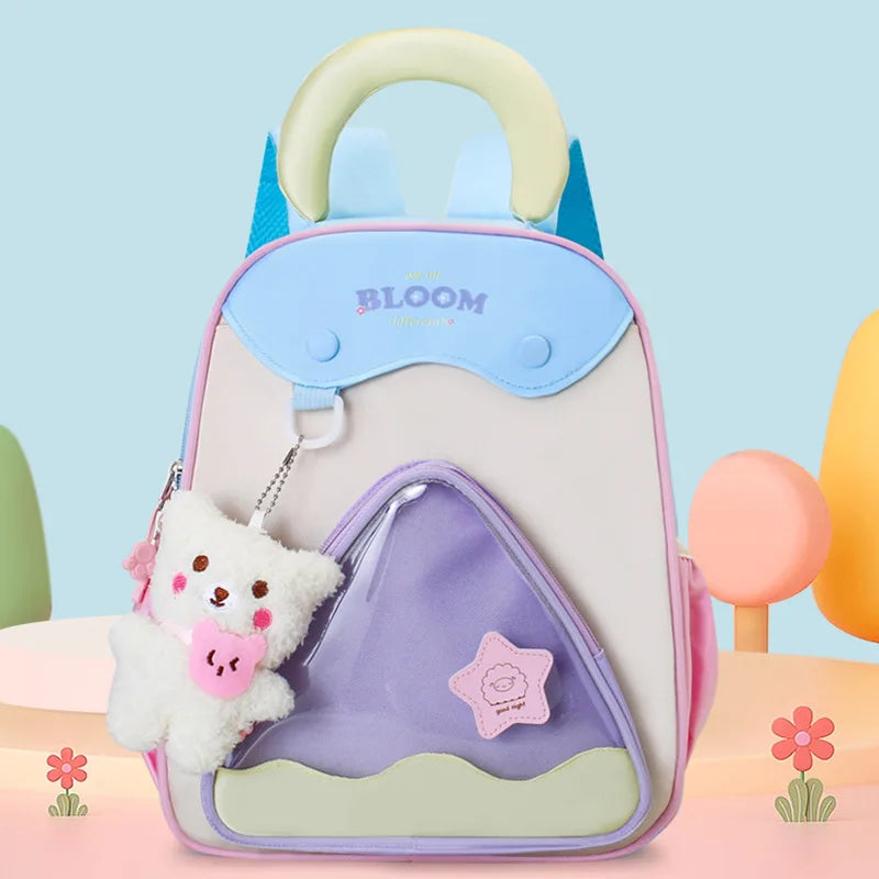 Lightweight Contrast Color Kindergarten Backpack | Cute Stylish Kids Bag