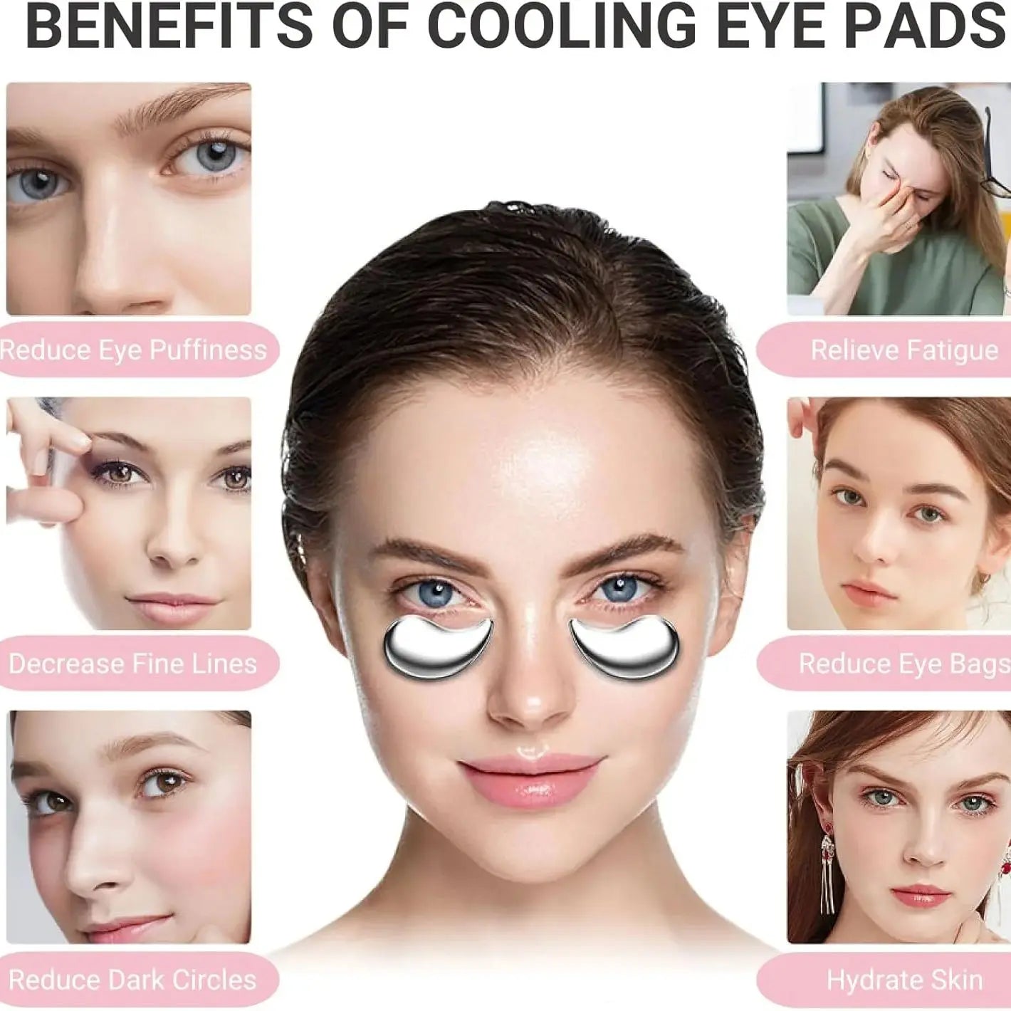 Eye Massage & Cooling Pad Set | Reduce Puffiness & Dark Circles
