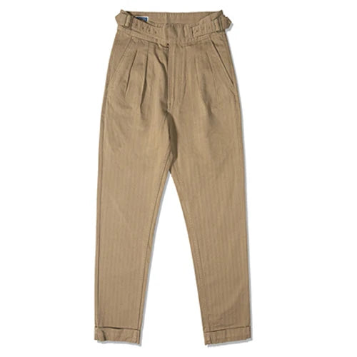Men's Herringbone Cotton Gurkha Pants for Casual Style