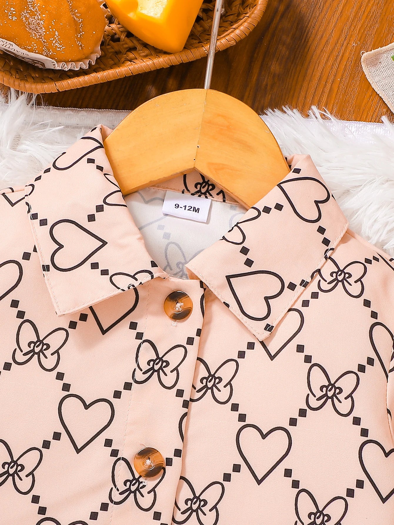 Adorable Baby Girl Heart Print Top and Tulle Skirt Set