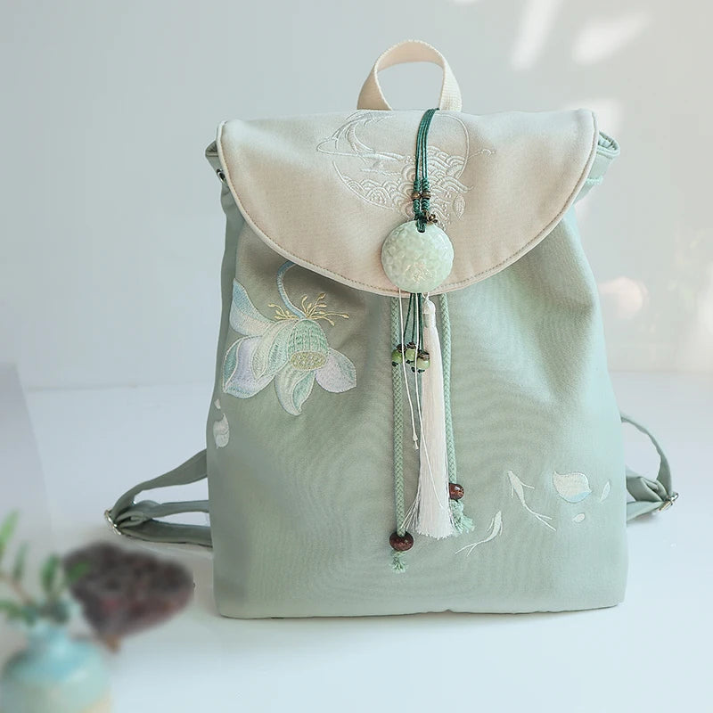 Mochila de 15 pulgadas estilo retro chino | Mochila bordada hecha a mano