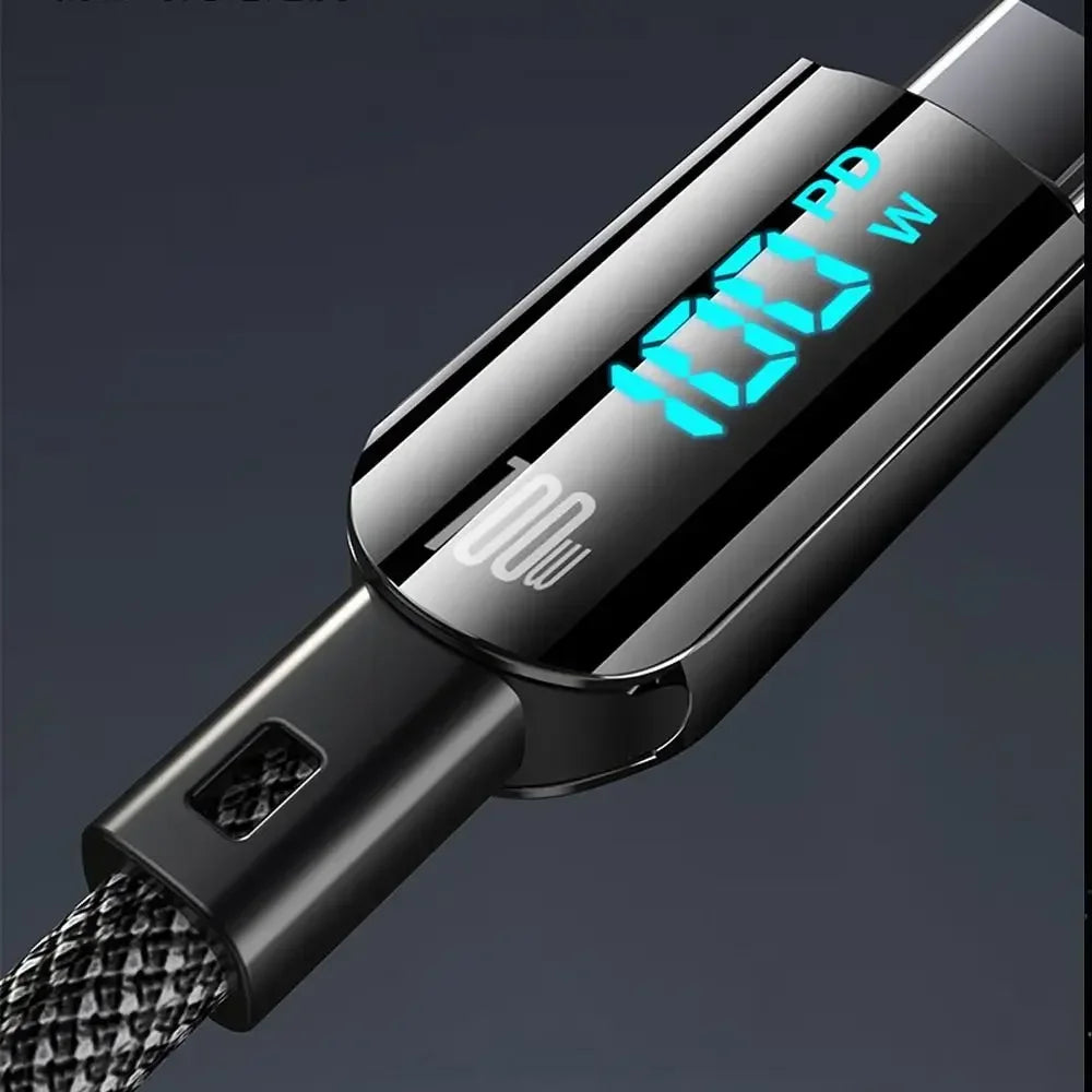 100W USB C to Type C Fast Charging Cable with LED Display