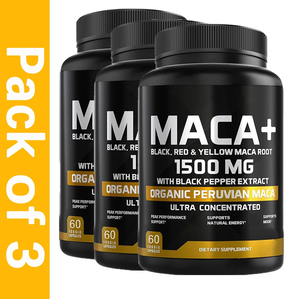 1500mg Organic Maca Root Capsules - Energy & Mood Support