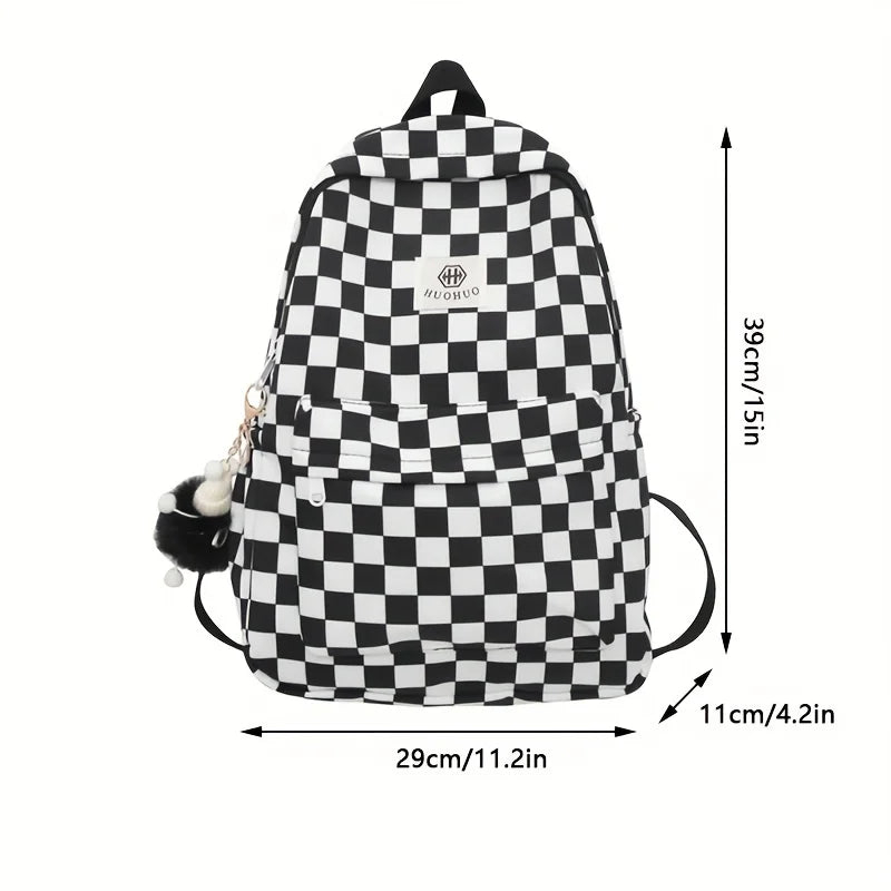 Stylish Checkerboard Backpacks for School Girls | Versatile & Trendy