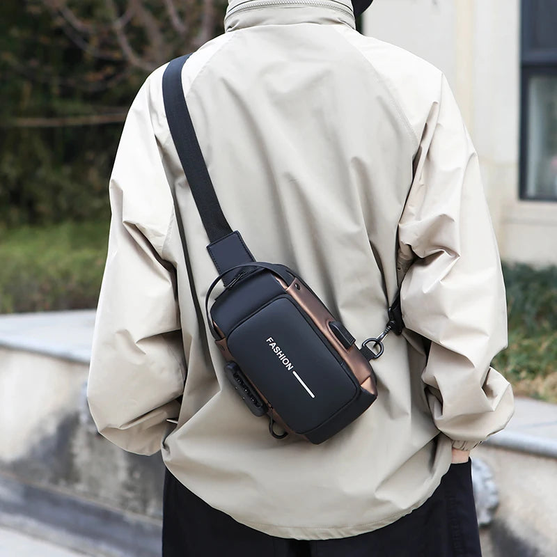 Men's Anti-Theft Sling Bag | USB Charging Crossbody Pack