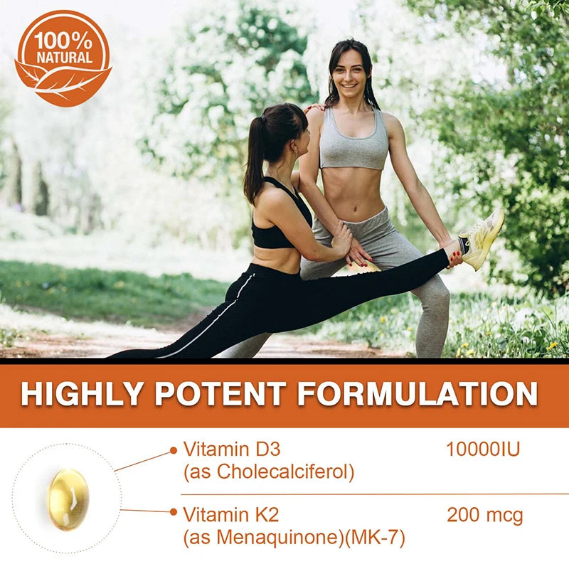 Vitamin D3 10000 IU with K2 200 Mcg | Immune & Joint Support