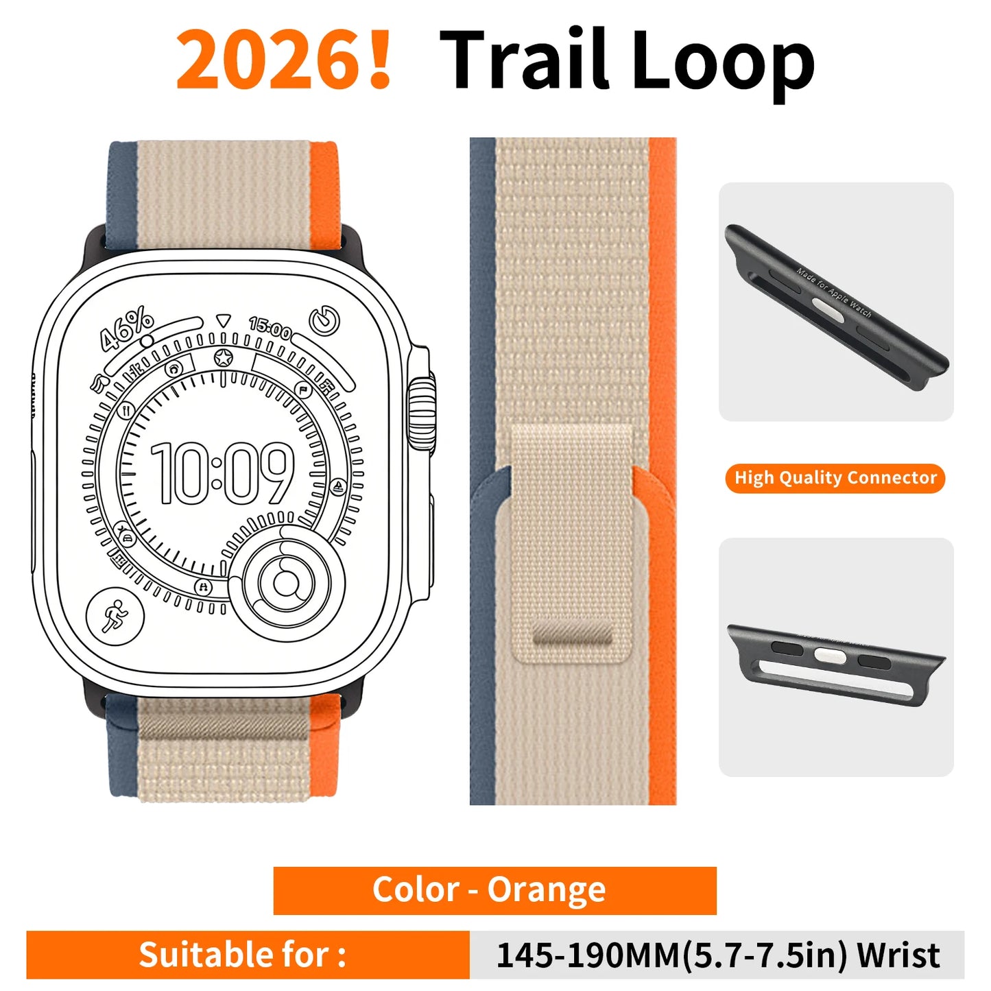 High-Quality Nylon Strap for Smartwatches | Natural Titanium Finish