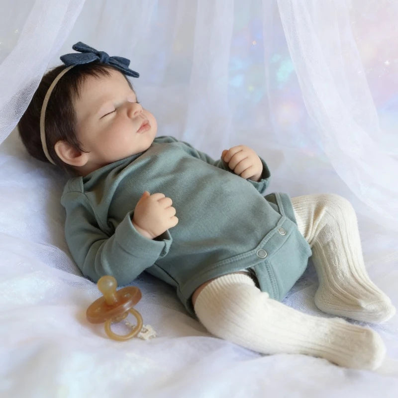 49cm Reborn Baby Doll with Soft Vinyl Body & Hand-Rooted Hair