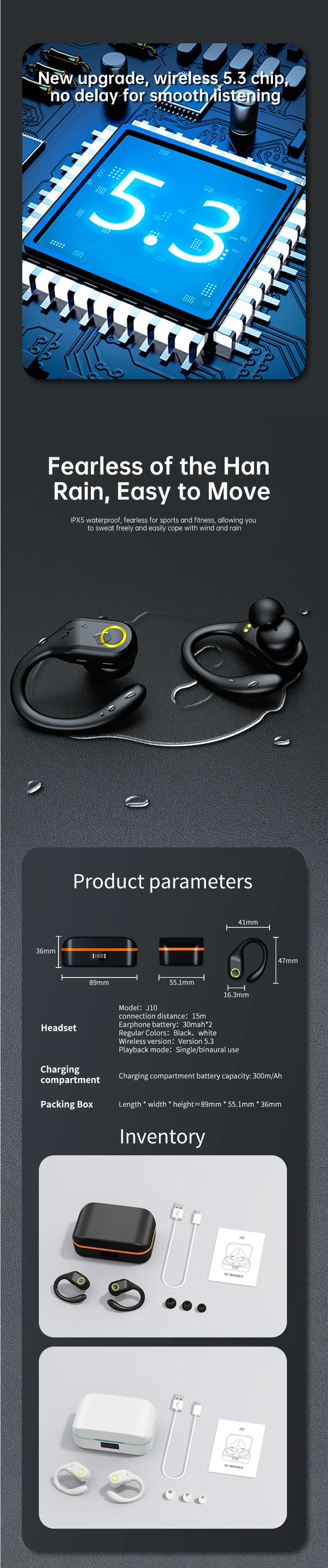 ANC Wireless Earphones with Bluetooth 5.3 and Noise Cancellation