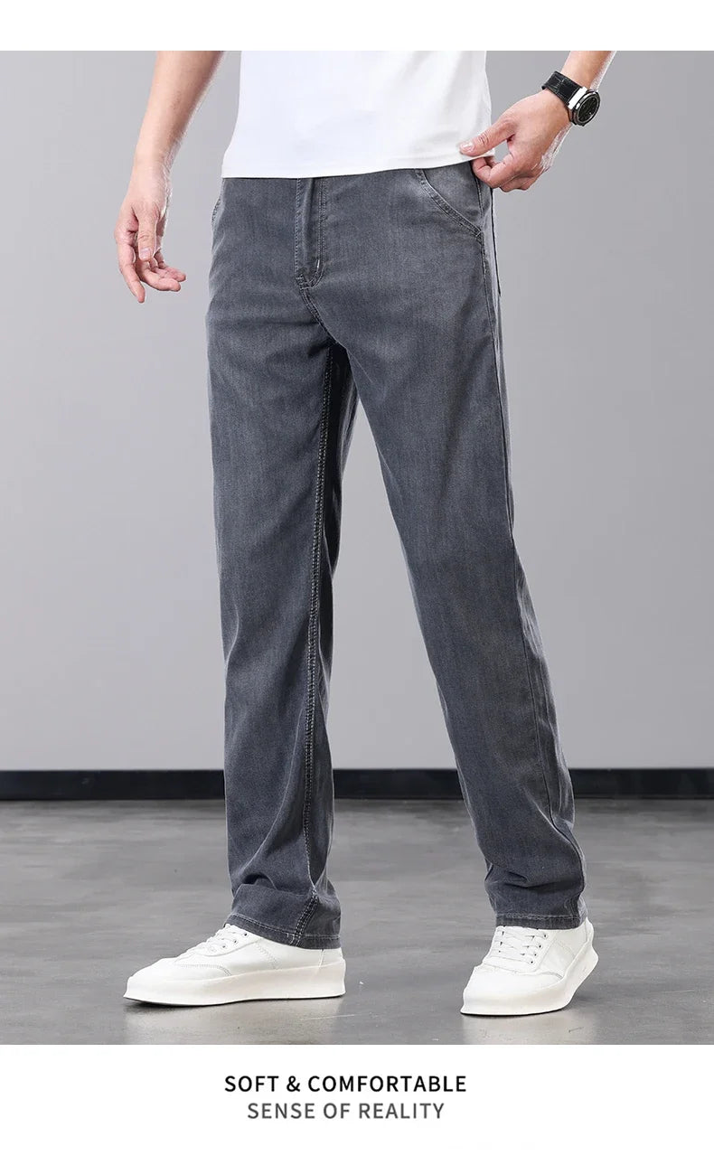Men's Summer Thin Jeans | Soft Breathable Denim Casual Trousers