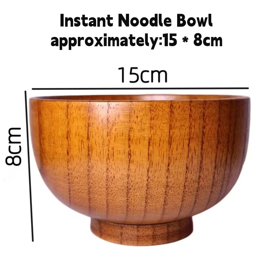 Juego de cuencos de madera natural para sopa y ensalada | Vajilla ecológica