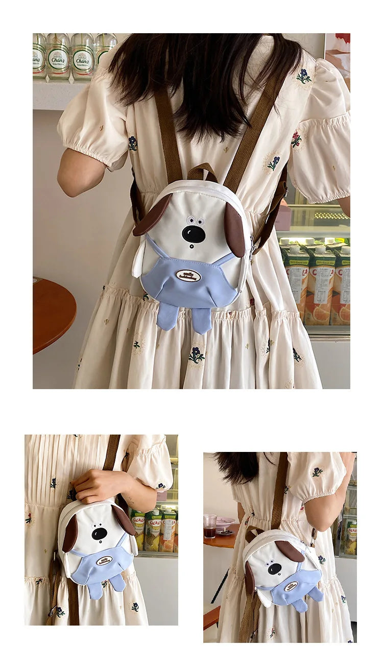 Cute Cartoon Dog Mini Backpack | Adjustable Canvas Travel Bag