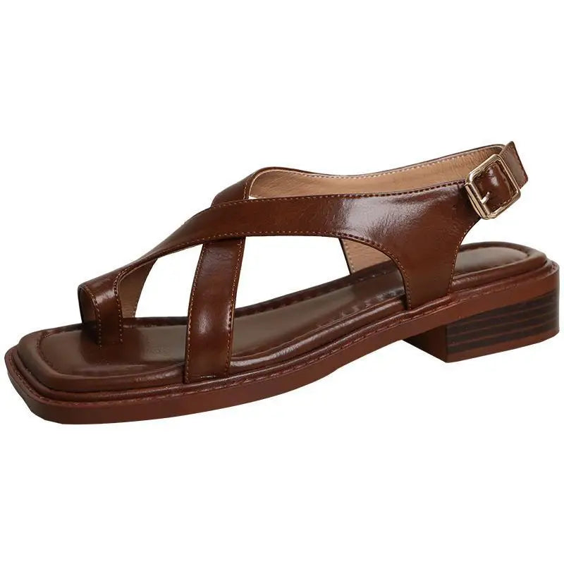 Women's Retro French Style Buckle Sandals | Comfort & Style