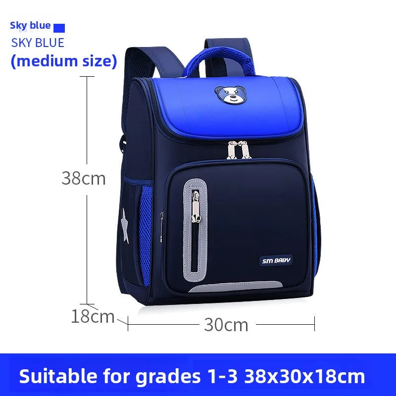 Lightweight Kids Backpack 1 3 6 Grade Spine Protection Reflective Space School Bag for Elementary Students