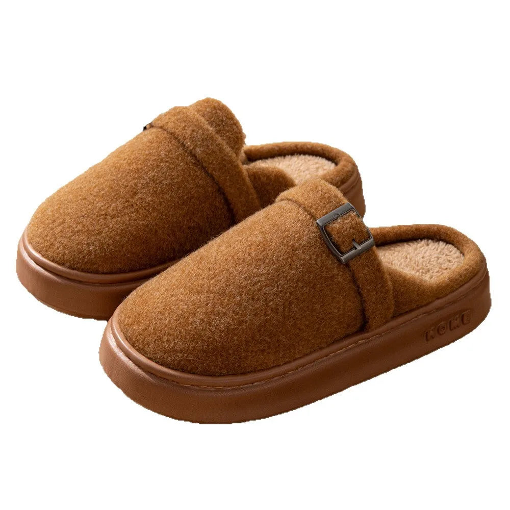 Couples Plush Fleece Slippers | Warm Non-Slip House Shoes