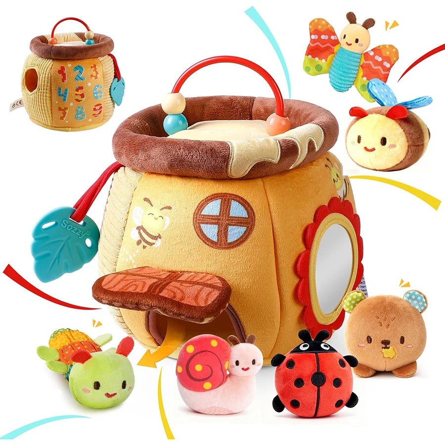 Plush Baby Beehive Toy with Stuffed Farm Animals | Sensory Fun