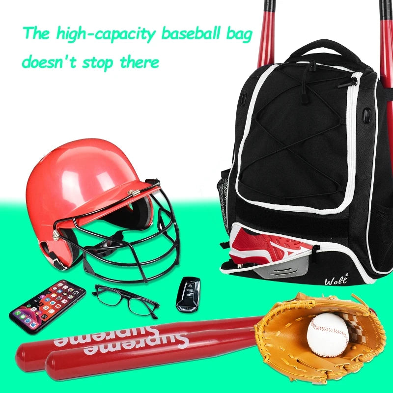 Baseball Softball Backpack | Large Capacity Sports Bag with Shoe Compartment