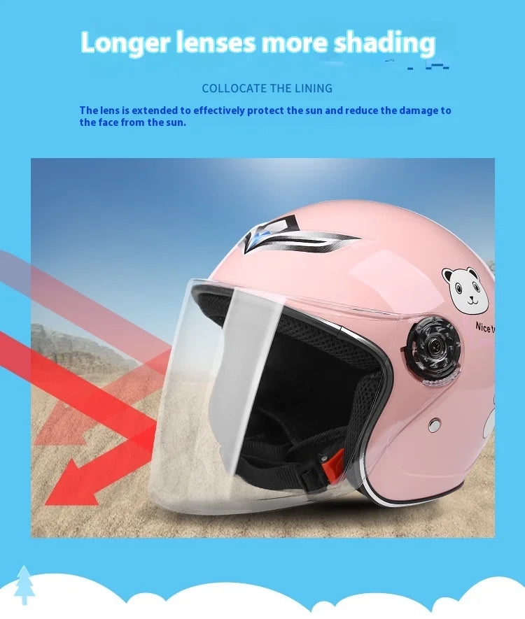 Casco Infantil de Medio Rostro con Diseño de Caricaturas | Seguridad y Diversión para Niños