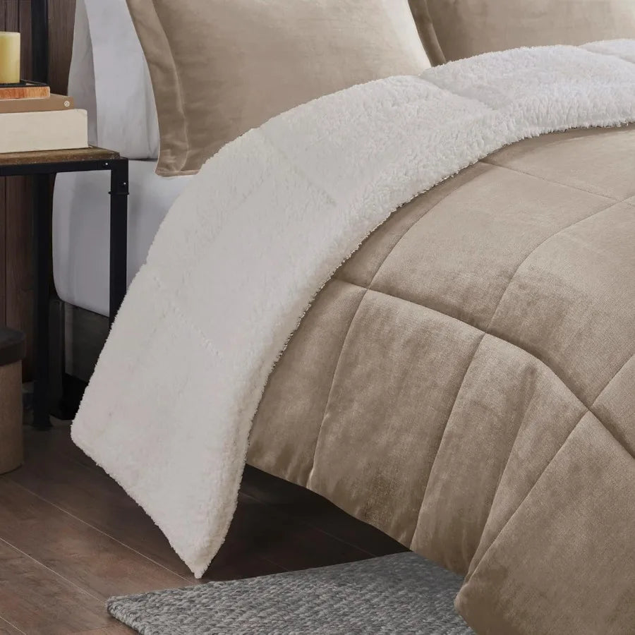 Reversible Plush Sherpa Comforter Set | Ultra Soft Winter Bedding
