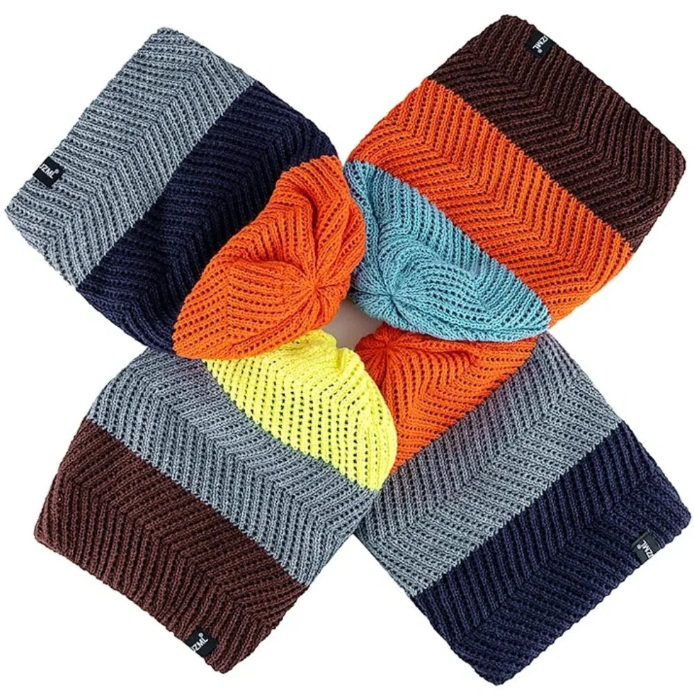 Unisex Colorful Stripes Winter Beanie | Warm Knit Ski Cap
